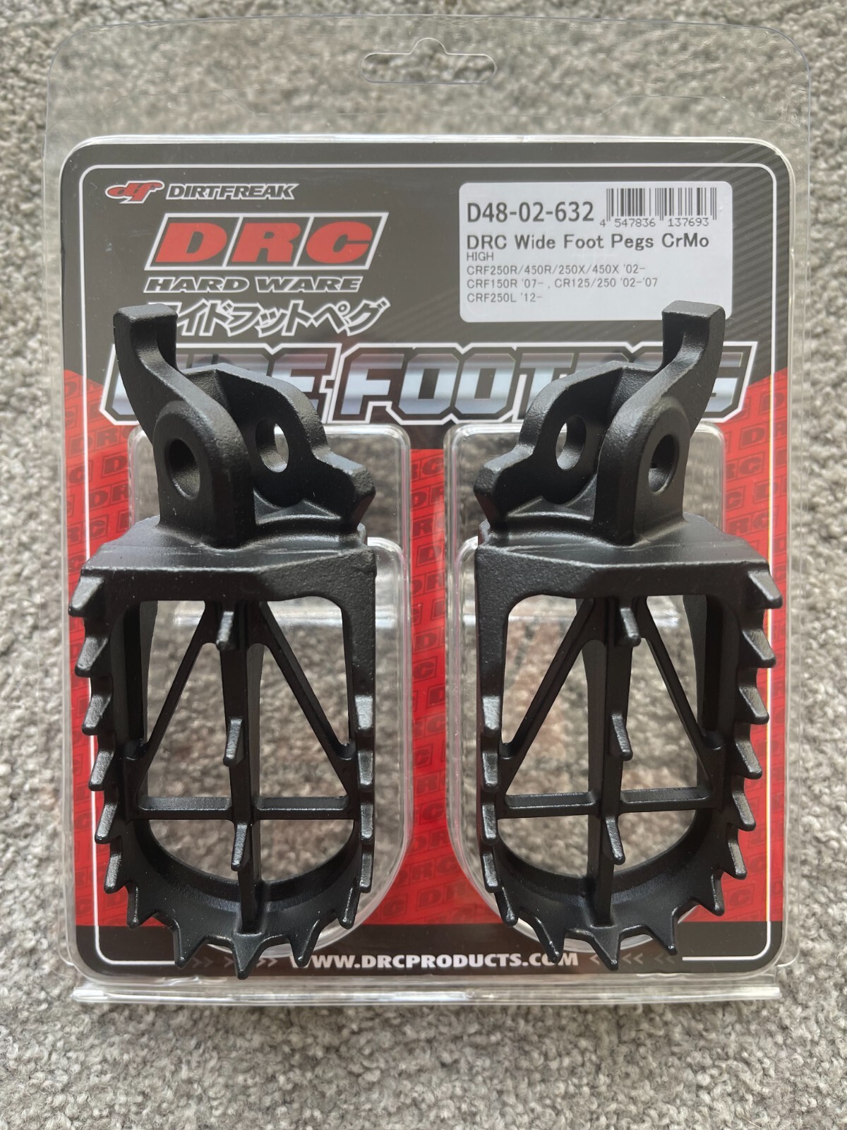 HONDA  CRF150  CRF 150 R  CR150F R 2007-2022  HIGH  DRC WIDE FOOT PEGS RESTS