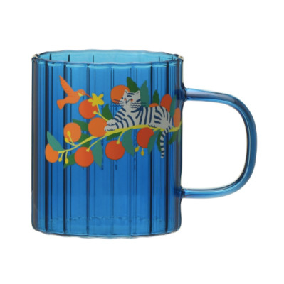 Brand New Starbucks Japan SUMMER2023 Heat-Resistant Glass Blue Tiger Mug 10oz