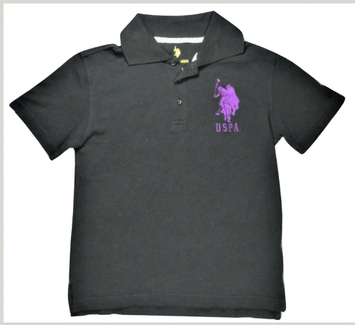 US Polo Assn Shirt Mens S Big Pony Black/Purple Rugby Casual Cotton Slim - Picture 1 of 6