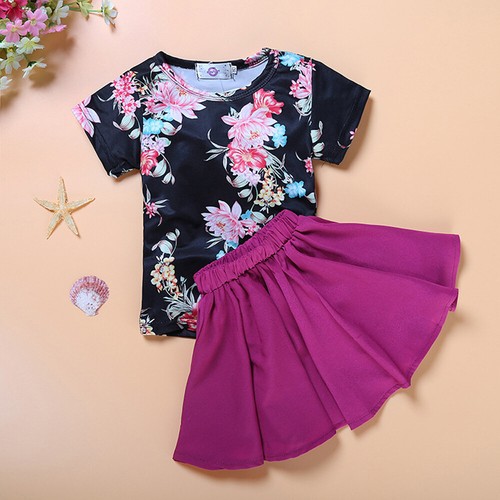 Toddler Infant Baby Girl Floral Clothes Tops T-shirt Skirts Outfit Dress Set - Picture 5 of 5