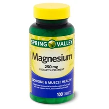 NEW Spring Valley Magnesium Tablets, 250 mg, 100 Ct