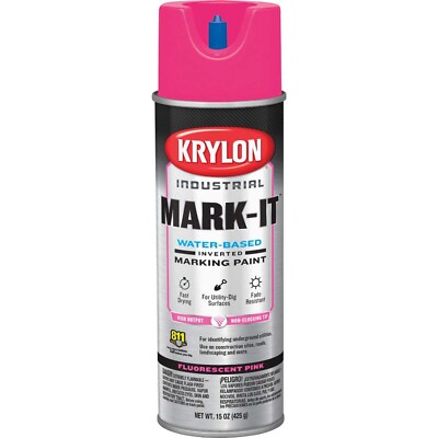 Krylon 732308 Industrial Mark-It WB Inverted Marking Paint - Fluor. Pink