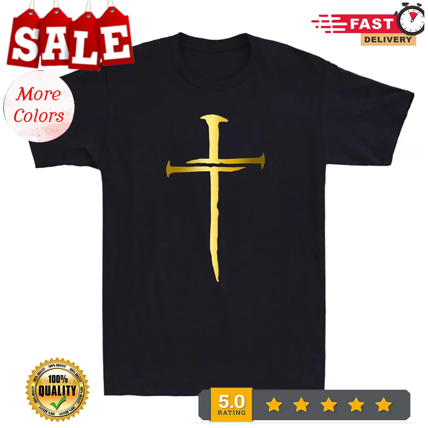 Christian Faith Jesus Christ Cross Religious Slogan Mens T-Shirt