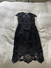 Lovely Lipsy VIP Black Lace Midi Dress Size 8 BNWOT Party Evening Cutout Sexy