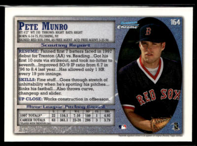1998 Bowman Chrome #164 Pete Munro Red Sox | eBay