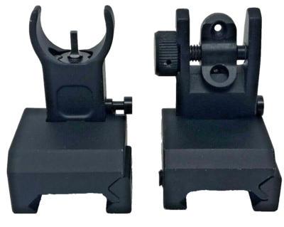 Front & Rear Flip Up Backup Iron Sight Set BUIS, Adjustable, Black