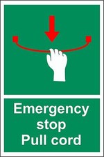  Emergency stop Pull cord safety sign 