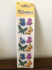 Sandylion Stickers Fuzzy Velours Flocked Butterflies Insect 1 Sheet New Sealed