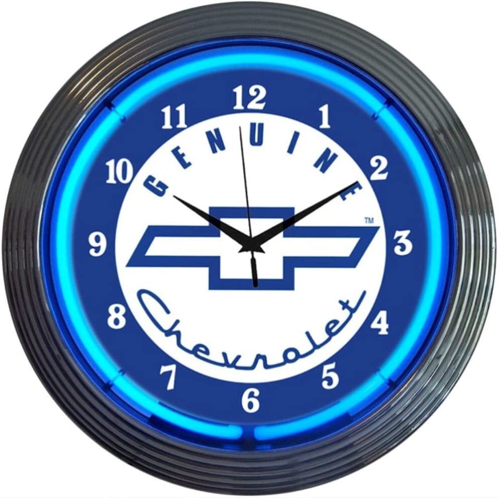 Genuine Chevrolet Chevy Bowtie Blue Neon Lighted Wall Garage