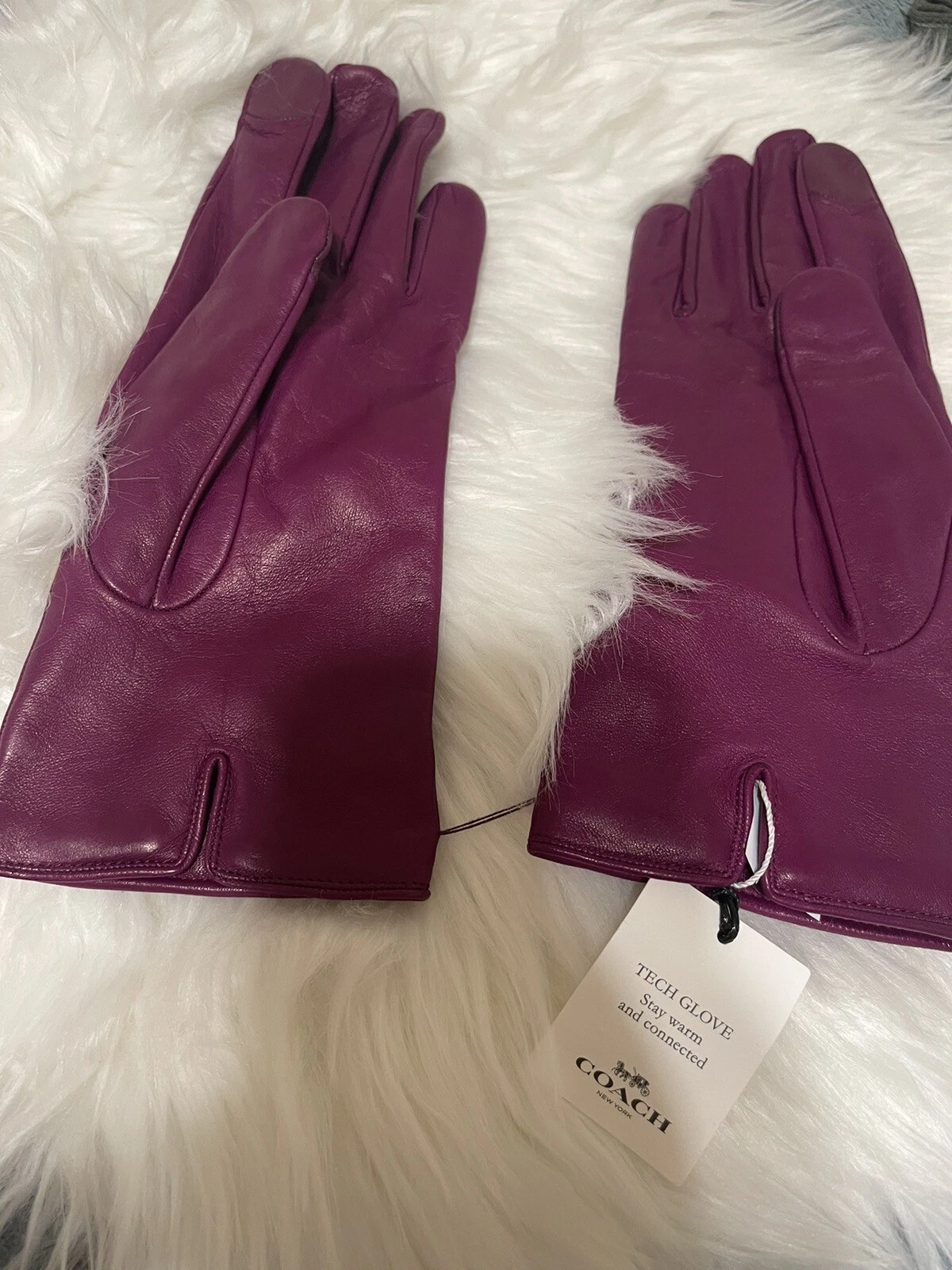 NWT COACH LEATHER HORSE & CARRIAGE TECH GLOVES 7290 US SIZE 6.5