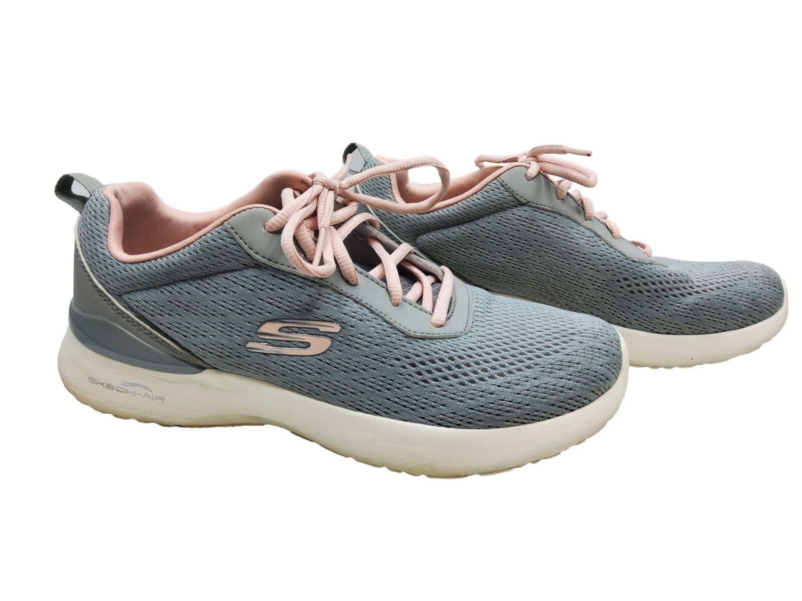 skechers womens memory foam skech-air grey/pink sneakers