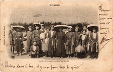 Vietnam, Tonkin, Annamite Ladies at the Market, Types, Vintage Postcard (604)