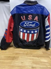 Rare Jeff Hamilton FORD Leather Jacket Made In USA XL
