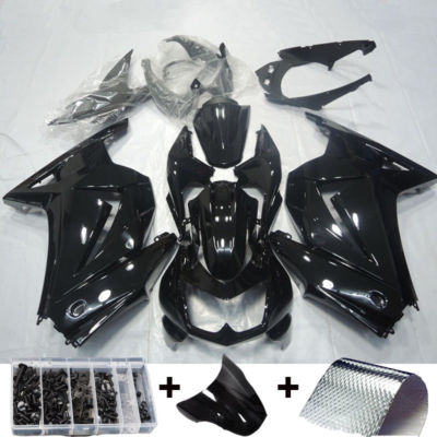 Glossy Black Fairing Kit for Kawasaki Ninja 250R 2008-2012 ABS Bodywork + Bolts