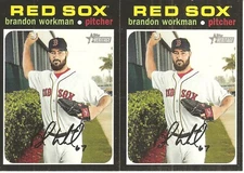 2 CARD 2020 TOPPS HERITAGE BRANDON WORKMAN BASEBALL CARD LOT #297