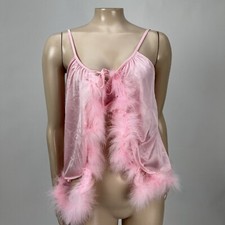 Vintage Unbranded Women's Lingerie Smll Nighty with Boa Antron Nylon USA B4-2