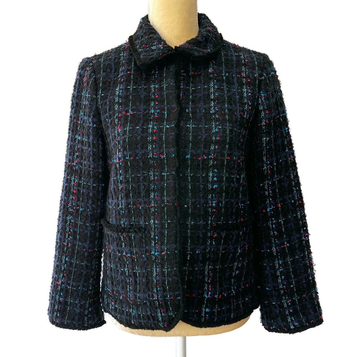 ジャケット・アウター ORGUE Tweed fringe 2way jacket Dark navy Tweed fringe 2way jacket【Dark navy】