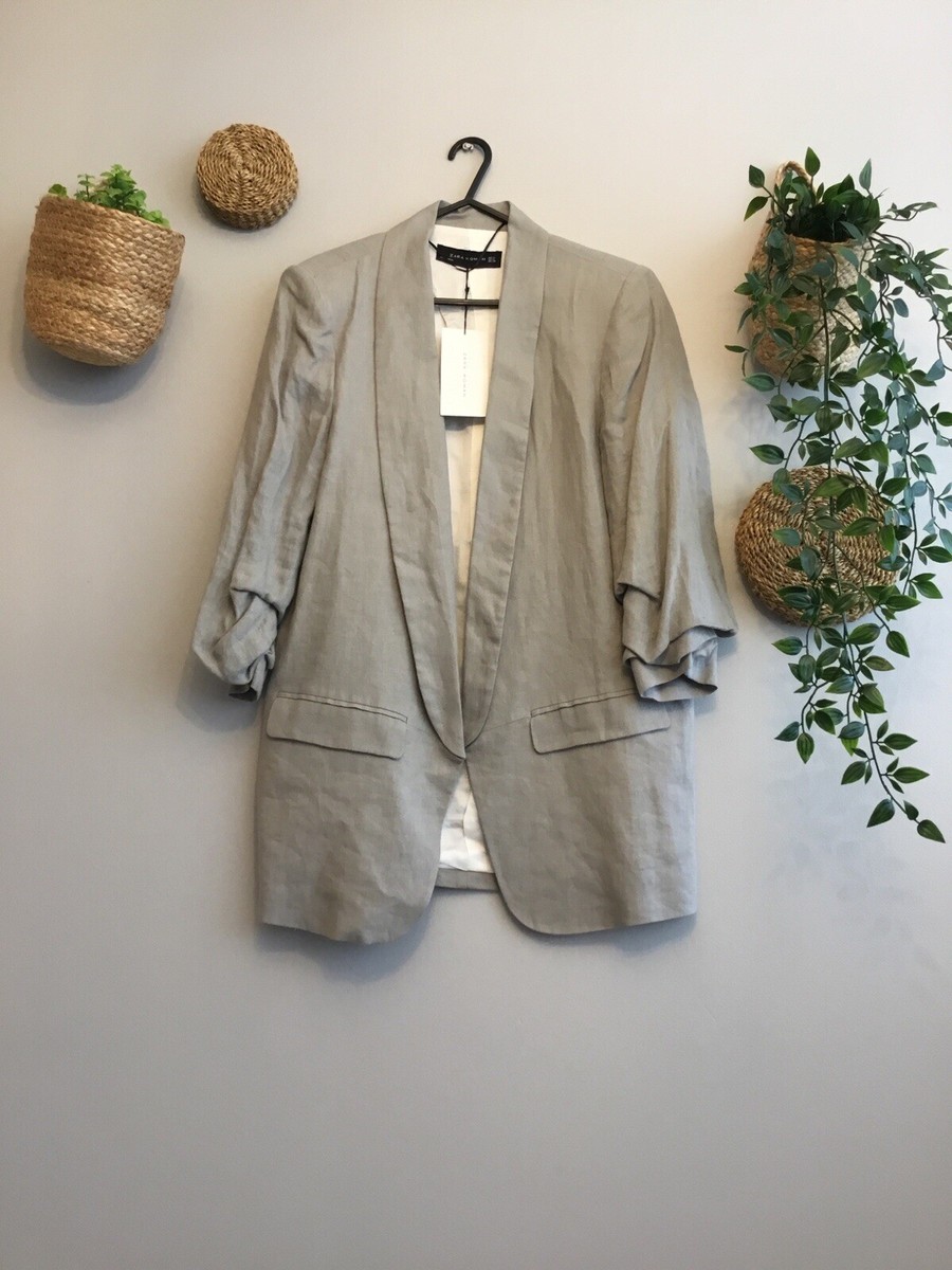 ZARA Linen Blend Blazer Size M UK