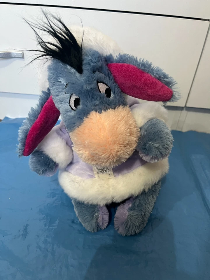 Disney Store Winnie the Pooh Eeyore in Purple Coat Winter Christmas Soft Toy 9" - Image 2 of 4