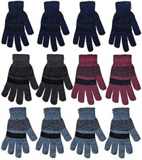 12 Pair Yacht  Smith Unisex Stretchy and Warm Assorted Design Winter Gloves