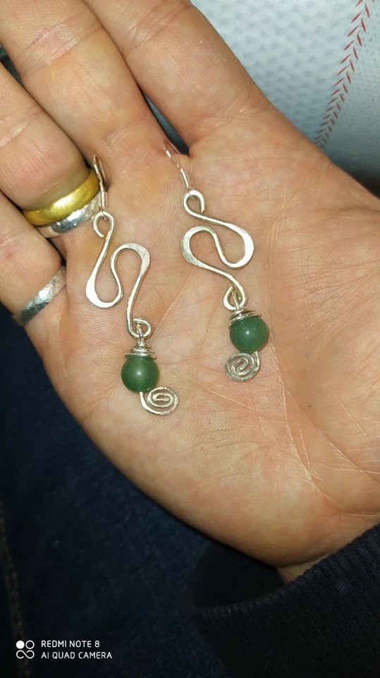 Orecchini argento 925 con pietra fatti a mano - Immagine 2 di 4