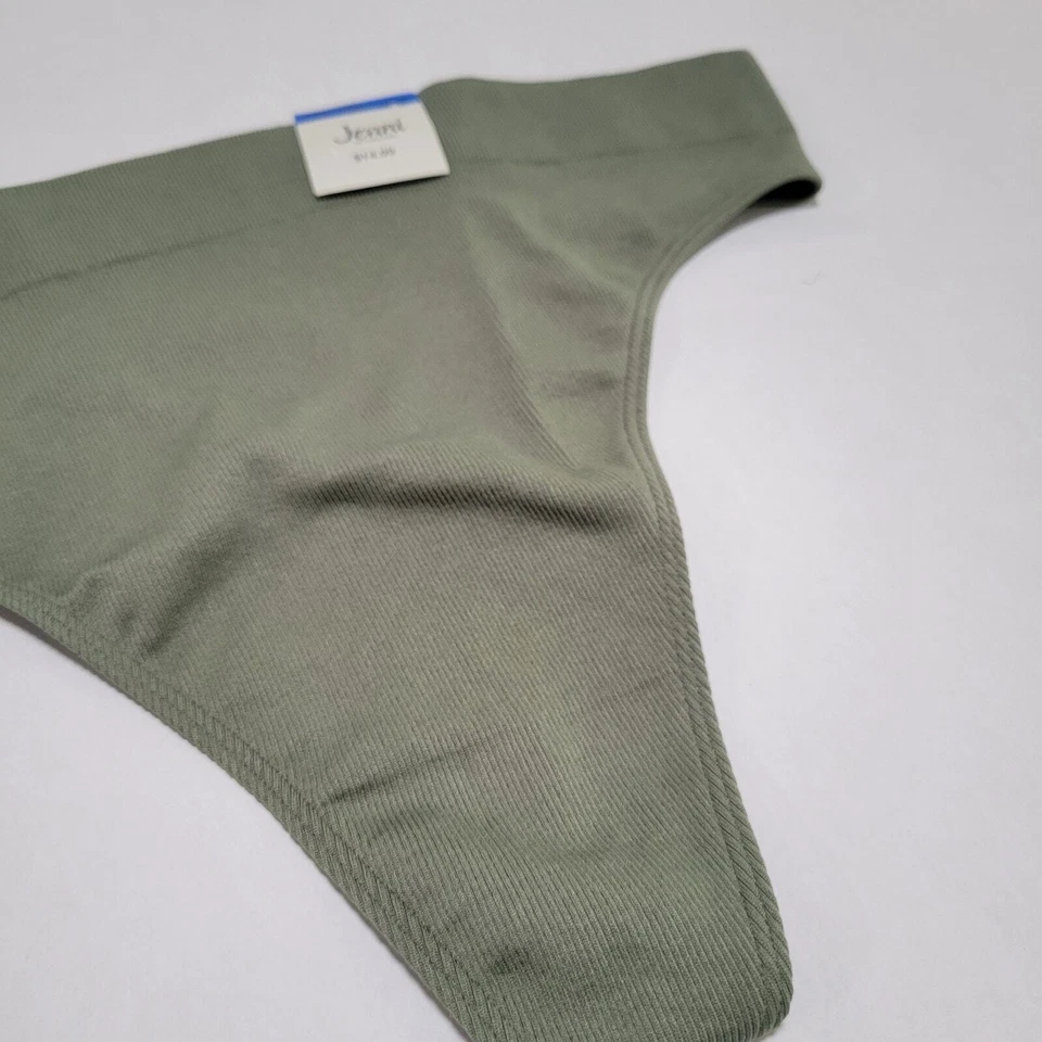 Jenni Women's Seamless Ribbed Hi-Cut Thong Mountain Sage NWT Size XL - Imagem 4 de 4