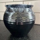 Van Briggle Signed Pottery Dark Blue/Black Glaze Vase Planter (READ)