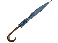 Vintage Big Ralph Lauren Chaps Umbrella Plaid Gray Wooden Handle And Topper