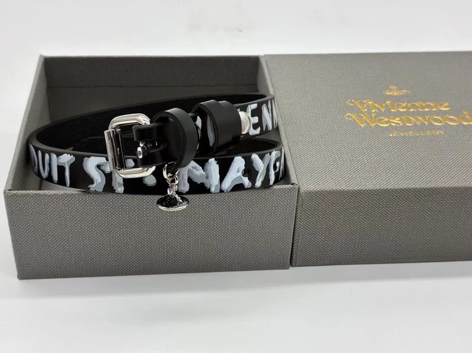 Vivienne Westwood Orb Choker Armband Leder schwarz