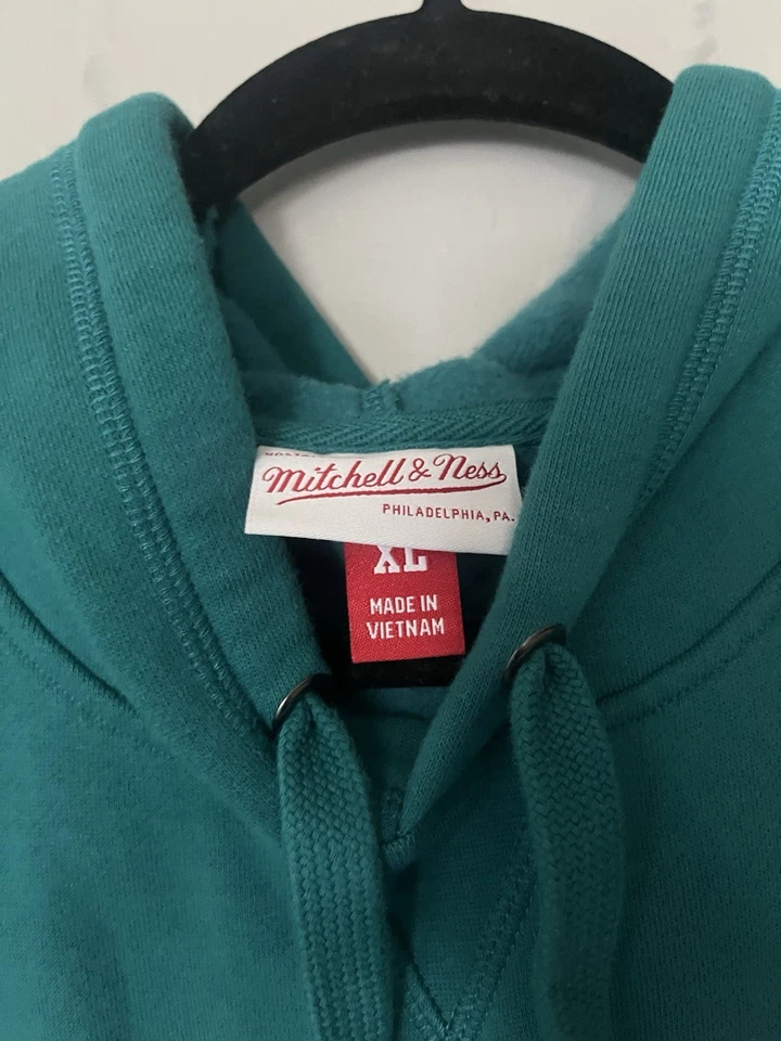 Auténtica sudadera con capucha de manga corta Mitchell Ness Miami Dolphins talla XL rara Foto 2 de 4