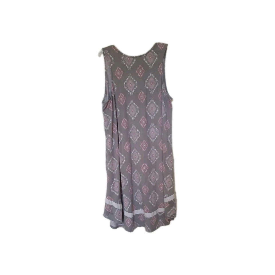 Camisón Ellen Tracy Gris/Rosa Tejido Suave Sin Mangas Talla XL Hasta la Rodilla Usado en Excelente Condición Foto 3 de 4