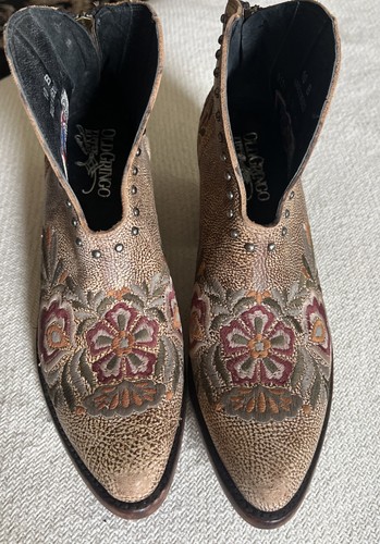 Old Gringo Yippee Ki Yay Embroidered Studded Western Ankle Boots Floral 10 B