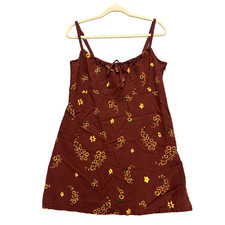 Urban Outfitters Babydoll Mini Sundress Burgundy Floral Womens Large Milkmaid