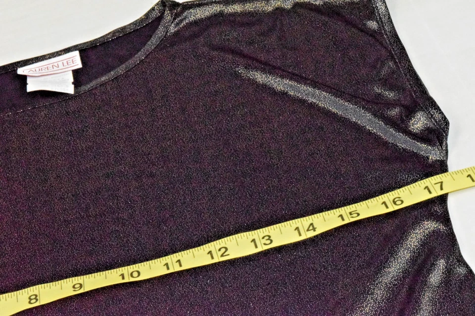 Vintage Top Lauren Lee Size S 70s Disco Shiny Golden Black Semi Sheer Made USA - Image 4 of 4