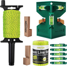 Masonry Line String with Post & Pipe Level, 5 Line Levels,2 Beech Wood Line Bloc
