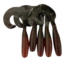 Horker 11 Inch Curly Tail Grub - Ling Baits - Purple Body / Black Tail 5 Pack