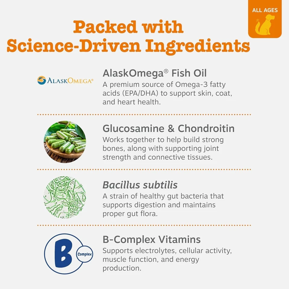 Zesty Paws 8 en 1 Multivitamínico Mordeduras Suplemento Masticable Suave para Perros - Paquete de 2 Foto 4 de 4