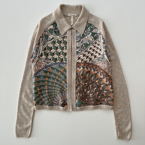 Hermès, HERMES Margiela Silk Cashmere Twillane Knit Cardigan Size XS Beige Made in Italy
