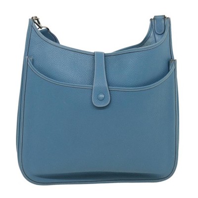 HERMES Leather Evelyn TGM Shoulder Bag Blue Auth am2542gA | eBay