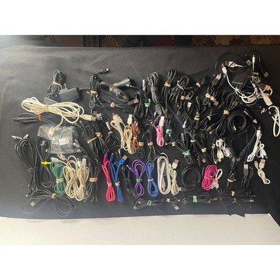 Bulk Lot 75+ USB to Micro-USB Charging Data Cables Wall Adapters Car Charger