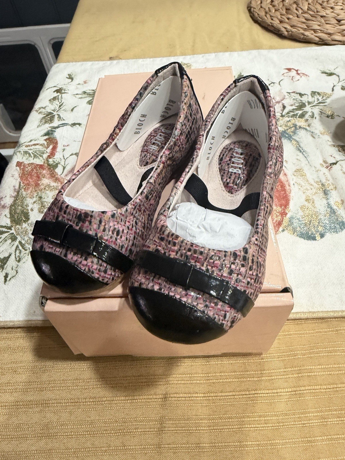 NEW Bloch Baby Girl Tweed & Patent Leather Mary Janes Flat S