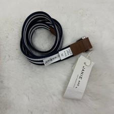 Janie  Jack Size 10 to 12 Navy  White Stripe Woven Belt NWT