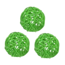 3-Pack Wicker Rattan Balls 80mm/3.1 Inch Decorative Rattan Balls Orbs Green