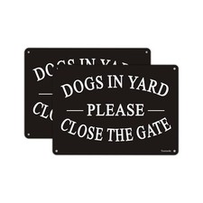 Dogs in Yard Please Close the Gate Sign, 2 Pack 10x7inches Reflective Metal...