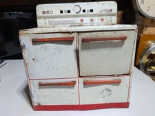 Vintage Wolverine Tin Toy Stove   1940s  50s   Red  White   Litho Play Kitchen R