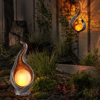 Solarleuchte AußEnlampe Steckleuchte Led Solarflamme Kugel Garten Deko 2Er Set