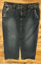 Eddie Bauer Denim Skirt Sz 10 Floral Lined Front Slit