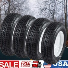 4 Pack St20575d14 Trailer Tires And White Wheels With 14 Rim 5 Lug On 4.5 6pr