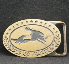 WD07124 COOL VINTAGE 1970s TECH ETHER **BALD EAGLE** ART SOLID BRASS BELT BUCKLE
