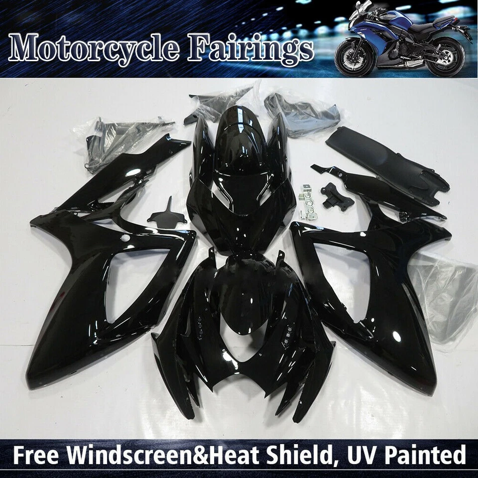 Gloss Black Fairing for Suzuki GSXR600/750 2006 2007 ABS Injection Bodywork K6 - Image 2 of 4